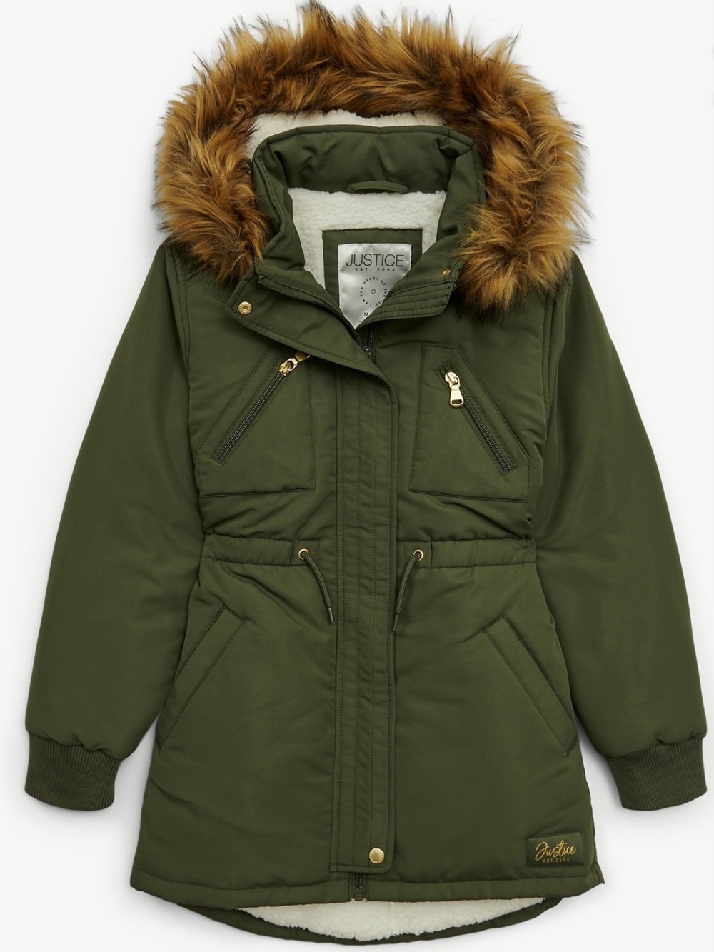 Justice Girls Hooded Parka Jacket with Faux Fur Trim~5\6 X/S